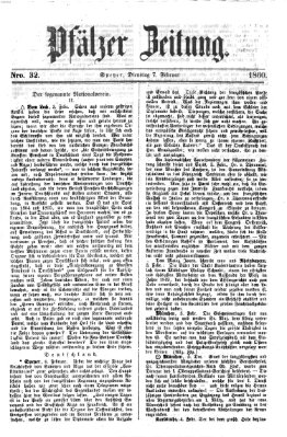 Pfälzer Zeitung Dienstag 7. Februar 1860