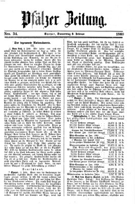 Pfälzer Zeitung Donnerstag 9. Februar 1860