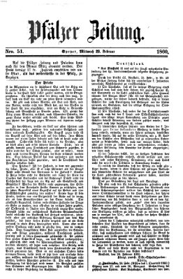 Pfälzer Zeitung Mittwoch 29. Februar 1860