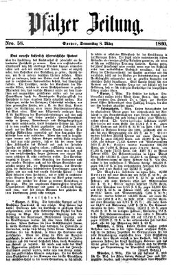 Pfälzer Zeitung Donnerstag 8. März 1860