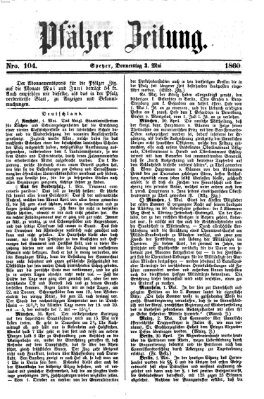 Pfälzer Zeitung Donnerstag 3. Mai 1860