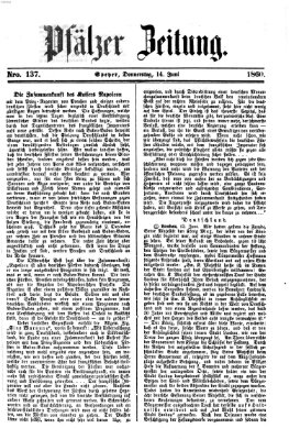 Pfälzer Zeitung Donnerstag 14. Juni 1860