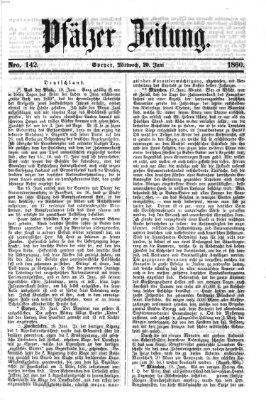 Pfälzer Zeitung Mittwoch 20. Juni 1860