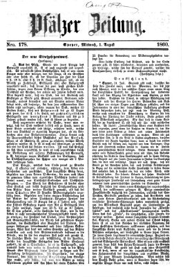 Pfälzer Zeitung Mittwoch 1. August 1860