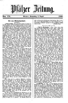 Pfälzer Zeitung Donnerstag 2. August 1860