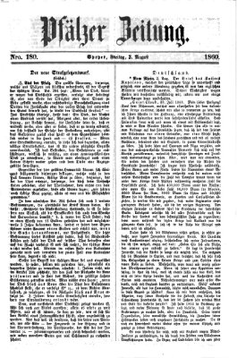 Pfälzer Zeitung Freitag 3. August 1860