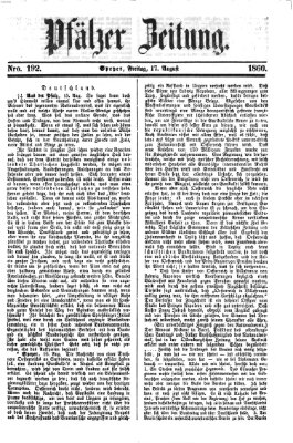 Pfälzer Zeitung Freitag 17. August 1860