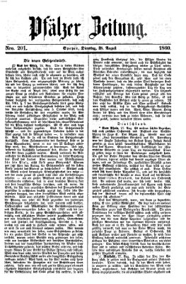 Pfälzer Zeitung Dienstag 28. August 1860