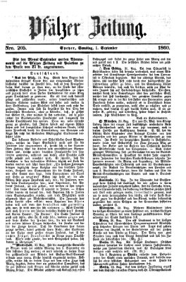 Pfälzer Zeitung Samstag 1. September 1860