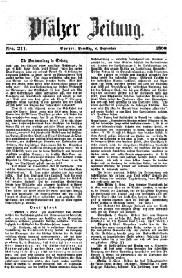 Pfälzer Zeitung Samstag 8. September 1860