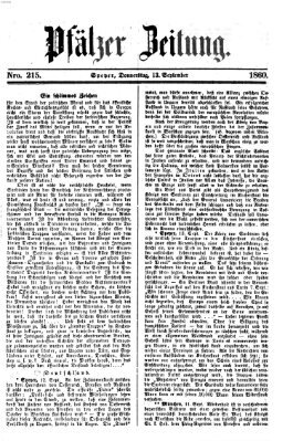 Pfälzer Zeitung Donnerstag 13. September 1860