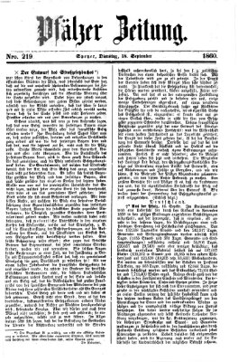 Pfälzer Zeitung Dienstag 18. September 1860