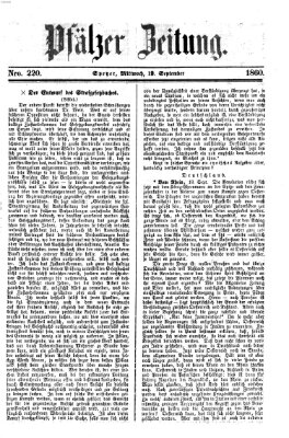 Pfälzer Zeitung Mittwoch 19. September 1860