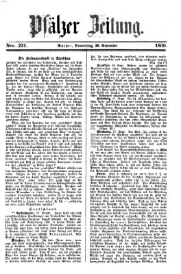 Pfälzer Zeitung Donnerstag 20. September 1860