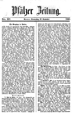 Pfälzer Zeitung Donnerstag 27. September 1860