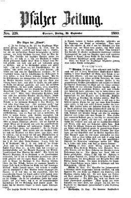 Pfälzer Zeitung Freitag 28. September 1860