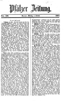 Pfälzer Zeitung Montag 1. Oktober 1860