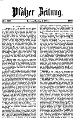 Pfälzer Zeitung Dienstag 9. Oktober 1860