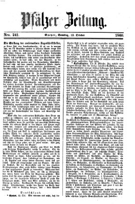 Pfälzer Zeitung Samstag 13. Oktober 1860