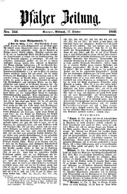 Pfälzer Zeitung Mittwoch 17. Oktober 1860