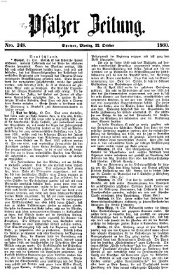 Pfälzer Zeitung Montag 22. Oktober 1860