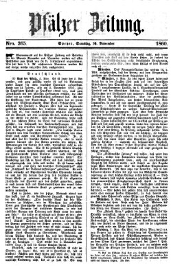 Pfälzer Zeitung Samstag 10. November 1860