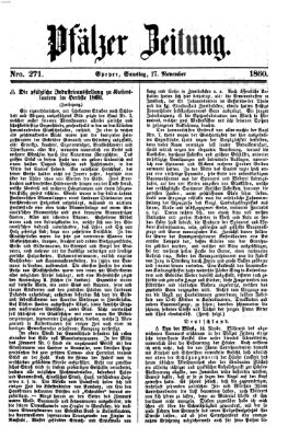 Pfälzer Zeitung Samstag 17. November 1860