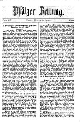 Pfälzer Zeitung Mittwoch 28. November 1860