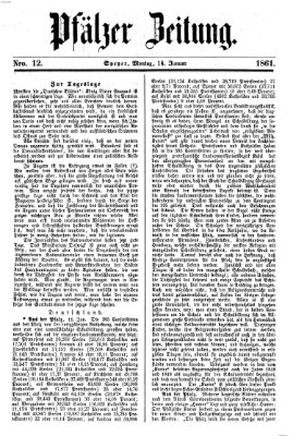 Pfälzer Zeitung Montag 14. Januar 1861