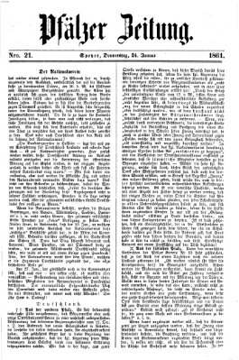 Pfälzer Zeitung Donnerstag 24. Januar 1861