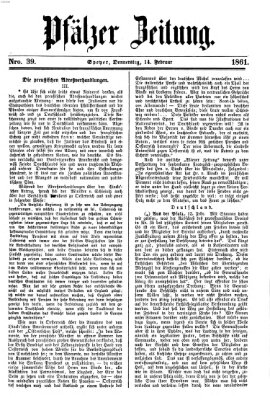 Pfälzer Zeitung Donnerstag 14. Februar 1861