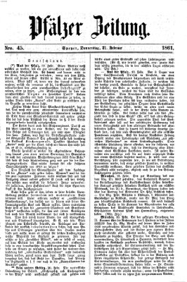 Pfälzer Zeitung Donnerstag 21. Februar 1861