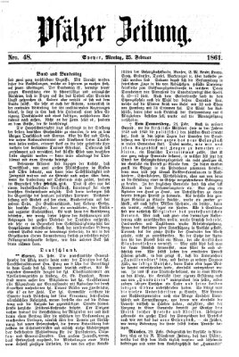 Pfälzer Zeitung Montag 25. Februar 1861