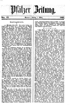 Pfälzer Zeitung Freitag 1. März 1861