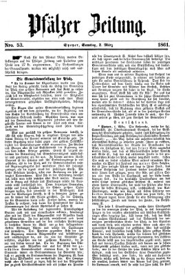 Pfälzer Zeitung Samstag 2. März 1861