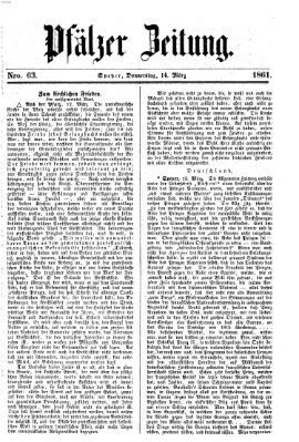 Pfälzer Zeitung Donnerstag 14. März 1861