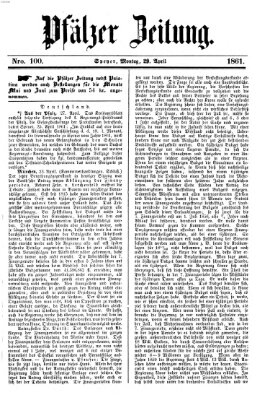 Pfälzer Zeitung Montag 29. April 1861