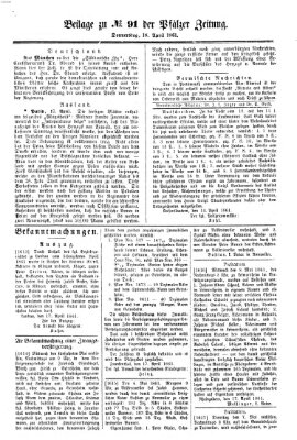 Pfälzer Zeitung Donnerstag 18. April 1861