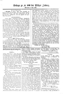 Pfälzer Zeitung Mittwoch 1. Mai 1861