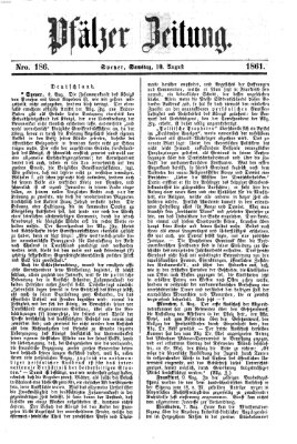 Pfälzer Zeitung Samstag 10. August 1861