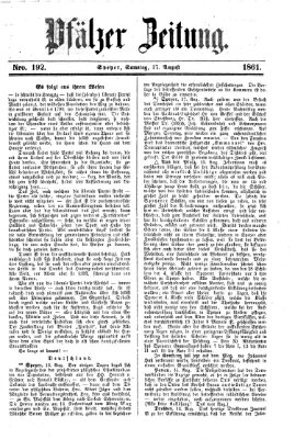 Pfälzer Zeitung Samstag 17. August 1861