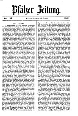 Pfälzer Zeitung Dienstag 20. August 1861