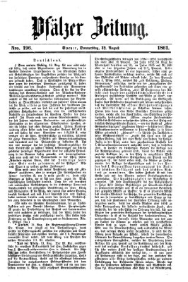 Pfälzer Zeitung Donnerstag 22. August 1861