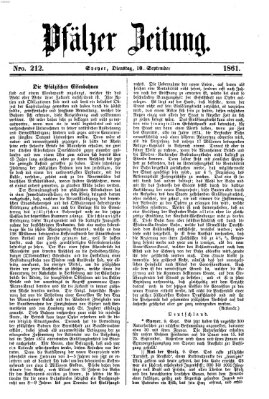 Pfälzer Zeitung Dienstag 10. September 1861