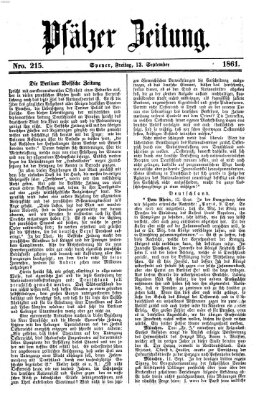 Pfälzer Zeitung Freitag 13. September 1861