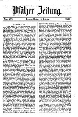 Pfälzer Zeitung Montag 16. September 1861