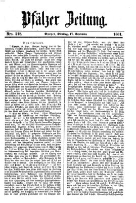 Pfälzer Zeitung Dienstag 17. September 1861