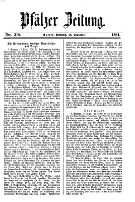 Pfälzer Zeitung Mittwoch 18. September 1861