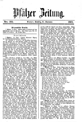 Pfälzer Zeitung Samstag 21. September 1861