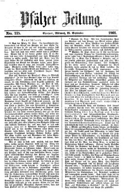 Pfälzer Zeitung Mittwoch 25. September 1861